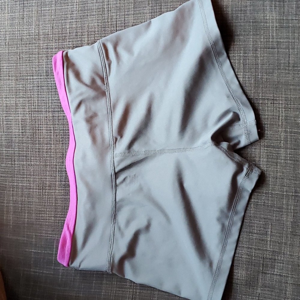 adidas Gray Athletic Shorts with Pink Waistband - Picture 9 of 13